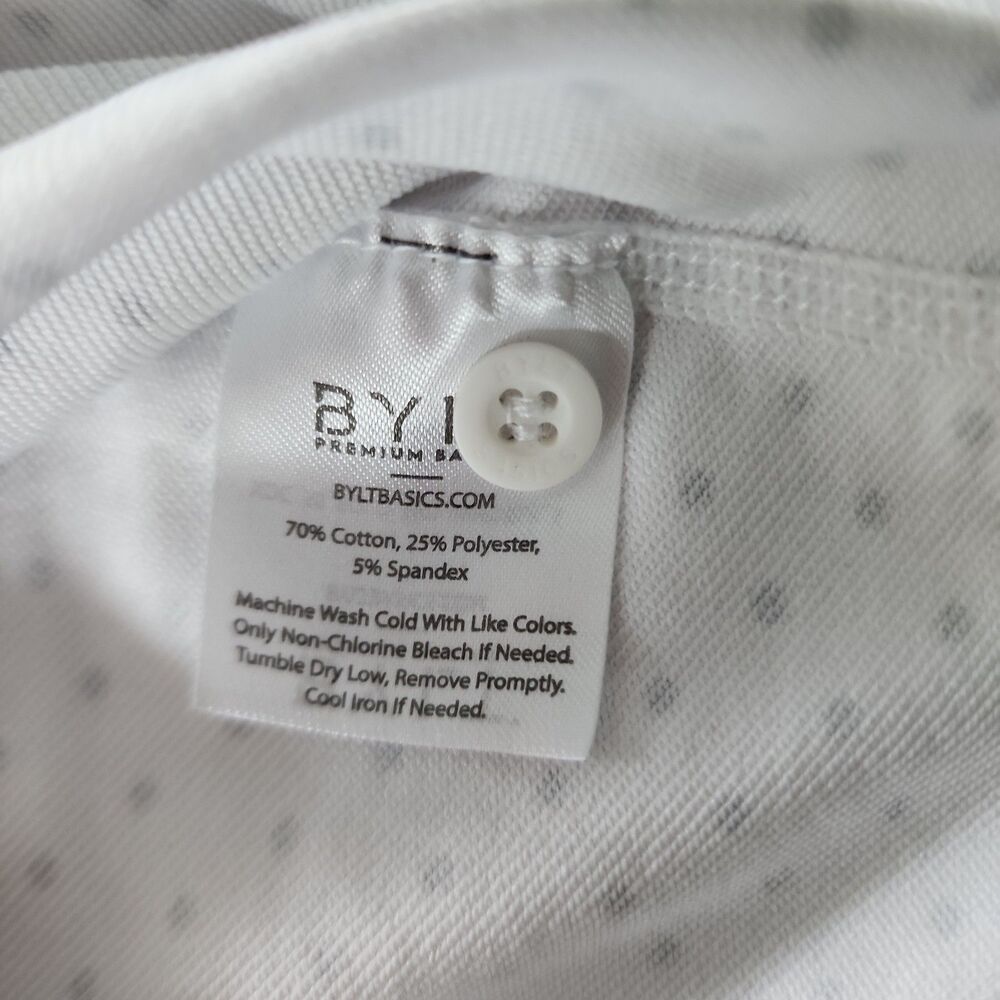BYLT Premium Basics Lux Polo Shirt Mens S White Polka Dot Stretch Performance - Picture 8 of 8